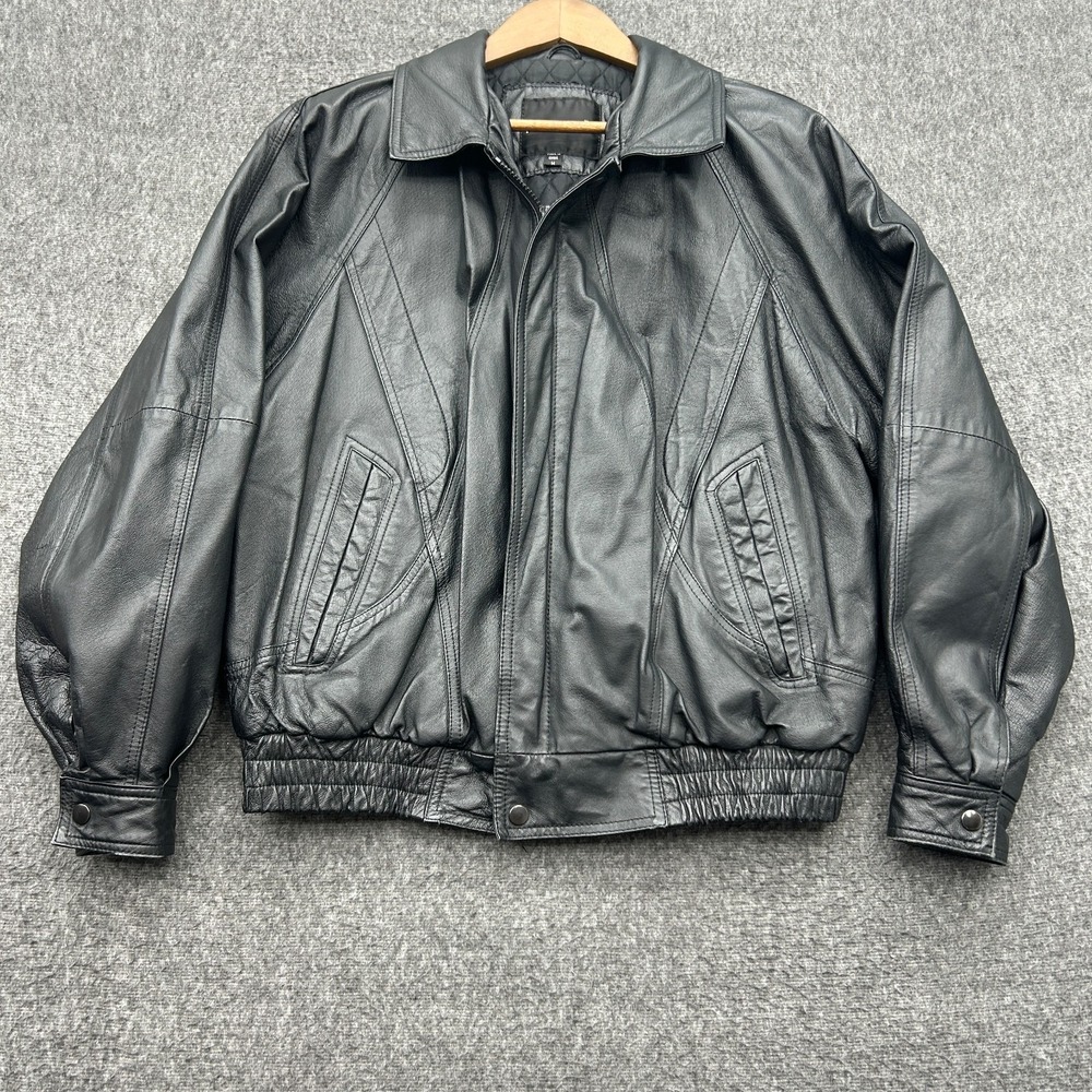 Vintage Pierre Cardin Black Leather Jacket Mens Medium Classic 1980s